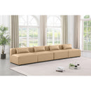  Manufacturer Color_Tan -- Cube 144" Tan Vegan Leather Upholstered 4 pc Armless Modular Sofa IMAGE 2