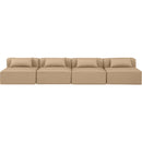  Manufacturer Color_Tan -- Cube 144" Tan Vegan Leather Upholstered 4 pc Armless Modular Sofa IMAGE 4