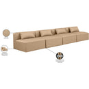 Manufacturer Color_Tan -- Cube 144" Tan Vegan Leather Upholstered 4 pc Armless Modular Sofa IMAGE 8