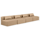  Manufacturer Color_Tan -- Cube 144" Tan Vegan Leather Upholstered 4 pc Armless Modular Sofa IMAGE 9