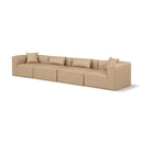  Manufacturer Color_Tan -- Cube 144" Tan Vegan Leather Upholstered 4 pc Modular Sofa IMAGE 1