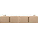  Manufacturer Color_Tan -- Cube 144" Tan Vegan Leather Upholstered 4 pc Modular Sofa IMAGE 3