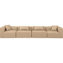  Manufacturer Color_Tan -- Cube 144" Tan Vegan Leather Upholstered 4 pc Modular Sofa IMAGE 4