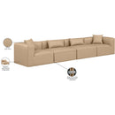  Manufacturer Color_Tan -- Cube 144" Tan Vegan Leather Upholstered 4 pc Modular Sofa IMAGE 9