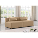  Manufacturer Color_Tan -- Cube 72" Tan Vegan Leather Upholstered 2 pc Armless Modular Loveseat IMAGE 2