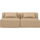  Manufacturer Color_Tan -- Cube 72" Tan Vegan Leather Upholstered 2 pc Armless Modular Loveseat IMAGE 4