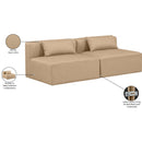  Manufacturer Color_Tan -- Cube 72" Tan Vegan Leather Upholstered 2 pc Armless Modular Loveseat IMAGE 8