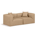  Manufacturer Color_Tan -- Cube 72" Tan Vegan Leather Upholstered 2 pc Modular Loveseat IMAGE 1