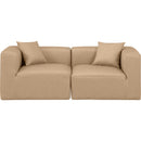  Manufacturer Color_Tan -- Cube 72" Tan Vegan Leather Upholstered 2 pc Modular Loveseat IMAGE 4