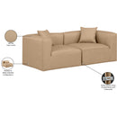  Manufacturer Color_Tan -- Cube 72" Tan Vegan Leather Upholstered 2 pc Modular Loveseat IMAGE 9