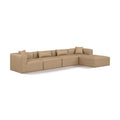  Manufacturer Color_Tan -- Cube 144" Tan Vegan Leather Upholstered 5 pc Modular Sectional IMAGE 1