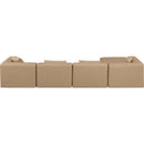  Manufacturer Color_Tan -- Cube 144" Tan Vegan Leather Upholstered 5 pc Modular Sectional IMAGE 3