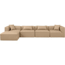  Manufacturer Color_Tan -- Cube 144" Tan Vegan Leather Upholstered 5 pc Modular Sectional IMAGE 4