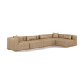  Manufacturer Color_Tan -- Cube 144" Tan Vegan Leather Upholstered 5 pc Modular Sectional IMAGE 1