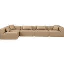  Manufacturer Color_Tan -- Cube 144" Tan Vegan Leather Upholstered 5 pc Modular Sectional IMAGE 4