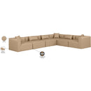  Manufacturer Color_Tan -- Cube 144" Tan Vegan Leather Upholstered 6 pc Modular Sectional IMAGE 10