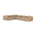  Manufacturer Color_Tan -- Cube 144" Tan Vegan Leather Upholstered 6 pc Modular Sectional IMAGE 1