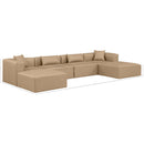  Manufacturer Color_Tan -- Cube 144" Tan Vegan Leather Upholstered 6 pc Modular Sectional IMAGE 10