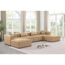  Manufacturer Color_Tan -- Cube 144" Tan Vegan Leather Upholstered 6 pc Modular Sectional IMAGE 2