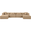  Manufacturer Color_Tan -- Cube 144" Tan Vegan Leather Upholstered 6 pc Modular Sectional IMAGE 4