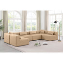  Manufacturer Color_Tan -- Cube 144" Tan Vegan Leather Upholstered 6 pc Modular Sectional IMAGE 2
