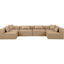  Manufacturer Color_Tan -- Cube 144" Tan Vegan Leather Upholstered 6 pc Modular Sectional IMAGE 4
