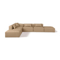  Manufacturer Color_Tan -- Cube 144" Tan Vegan Leather Upholstered 6 pc Modular Sectional IMAGE 1