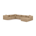 Manufacturer Color_Tan -- Cube 144" Tan Vegan Leather Upholstered 7 pc Modular Sectional IMAGE 1