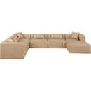  Manufacturer Color_Tan -- Cube 144" Tan Vegan Leather Upholstered 7 pc Modular Sectional IMAGE 3