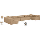  Manufacturer Color_Tan -- Cube 180" Tan Vegan Leather Upholstered 7 pc Modular Sectional IMAGE 9