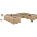  Manufacturer Color_Tan -- Cube 144" Tan Vegan Leather Upholstered 8 pc Modular Sectional IMAGE 10