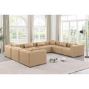  Manufacturer Color_Tan -- Cube 144" Tan Vegan Leather Upholstered 8 pc Modular Sectional IMAGE 2