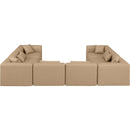  Manufacturer Color_Tan -- Cube 144" Tan Vegan Leather Upholstered 8 pc Modular Sectional IMAGE 3