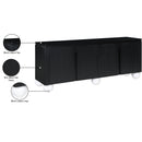  Meridian Cardiff Black Laquer And Oak Veneer Sideboard / Buffet IMAGE 11