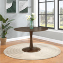  Color_Brown -- Holly 48" Brown Solid Wood And Oak Veneer Dining Table IMAGE 2