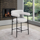  Color_Black/ Cream -- Blake Cream Boucle Fabric Upholstered Counter Stool IMAGE 8