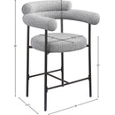  Color_Black/ Grey -- Blake Grey Boucle Fabric Upholstered Counter Stool IMAGE 10