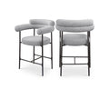  Color_Black/ Grey -- Blake Grey Boucle Fabric Upholstered Counter Stool IMAGE 1