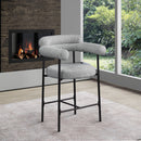  Color_Black/ Grey -- Blake Grey Boucle Fabric Upholstered Counter Stool IMAGE 8