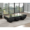  Meridian Beverwil Black Glass Top And Oak Veneer Base Coffee Table IMAGE 2