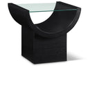  Meridian Beverwil Black Glass Top And Oak Veneer Base End / Side Table IMAGE 1