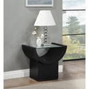  Meridian Beverwil Black Glass Top And Oak Veneer Base End / Side Table IMAGE 2