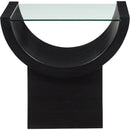  Meridian Beverwil Black Glass Top And Oak Veneer Base End / Side Table IMAGE 3