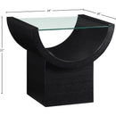  Meridian Beverwil Black Glass Top And Oak Veneer Base End / Side Table IMAGE 7