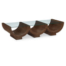  Meridian Beverwil Brown Glass Top And Oak Veneer Base Coffee Table IMAGE 1