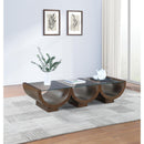  Meridian Beverwil Brown Glass Top And Oak Veneer Base Coffee Table IMAGE 2