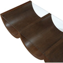  Meridian Beverwil Brown Glass Top And Oak Veneer Base Coffee Table IMAGE 4