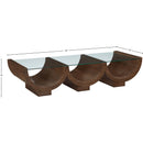  Meridian Beverwil Brown Glass Top And Oak Veneer Base Coffee Table IMAGE 7