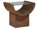  Meridian Beverwil Brown Glass Top And Oak Veneer Base End / Side Table IMAGE 1
