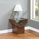 Meridian Beverwil Brown Glass Top And Oak Veneer Base End / Side Table IMAGE 2